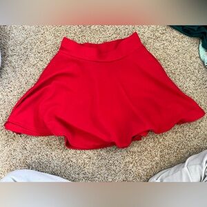 Red Women’s Basic Versatile Stretchy Flared Casual Mini Skirt with Shorts